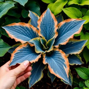 Хоста Океан Вью купить по цене от 960р. в интернет-магазине «Посадика» с доставкой почтой в в Котельникие и по всей России – [изображение №1].